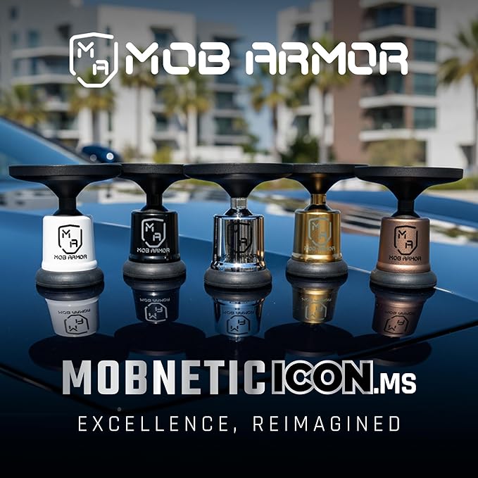 Mob Armor MobNetic Icon.MS MagSafe Compatible Phone Mount, Magnetic Phone Holder for Car w/ 90lb Pull Force, 90º Tilt & 360º Rotation, Aluminum Build, Compatibility for iPhone & Android (Gold)