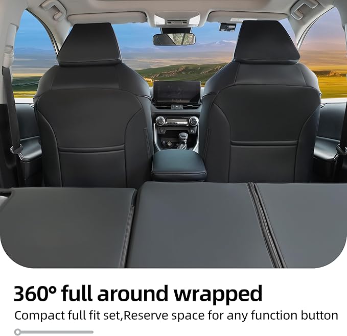 Lolcar Rav4 Seat Covers Custom Fit for Toyota Rav4 2021-2024 Prime SE,XSE & 2019-2025 Hybrid/PHEV SE,XSE, Leather Truck Seat Cover Full Set for SUV,Faux Leather(Black)
