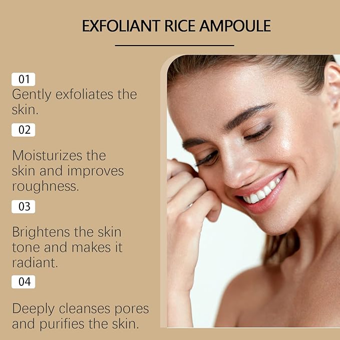 Glow Rice Ampoule Peel Shot Exfoliant Duo Set - Black and White, Gentle Face and Body Exfoliator for Clear Skin (3.38 Fl Oz Each)
