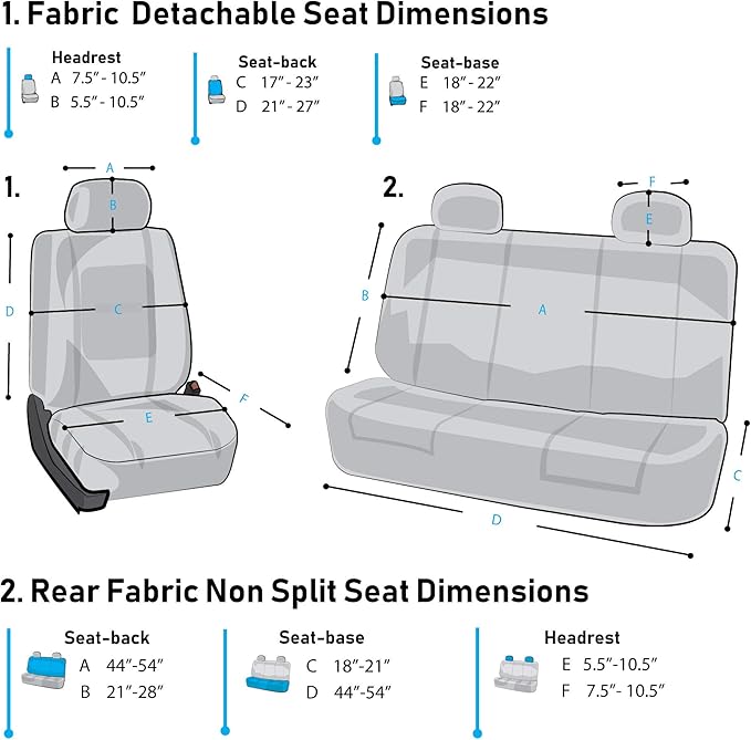 FH Group Car Seat Covers Flat Cloth Automotive Gray Full Set, Rear Solid Bench Universal Fit Combo Steering Wheel Cover & Seat Belt Pads Car Seat Protector for Cars Trucks SUV Interior Accessories
