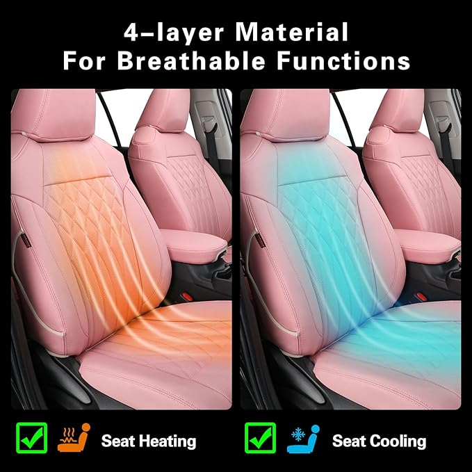 EKR Rav4 Seat Covers Custom Fit for Toyota Rav4 (Hybrid) LE/XLE Premium 2026, Leather Car Seat Cover Full Set for SUV,Faux Leather(Pink)