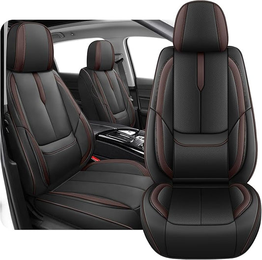 Fit for 98% of Mercedes Benz Car Seat Covers, Premium Nappa Leather Seat Cover, Fully Wrapped Protect Modern Style Seat Cover (2-Seat Standard, Black & Coffee)