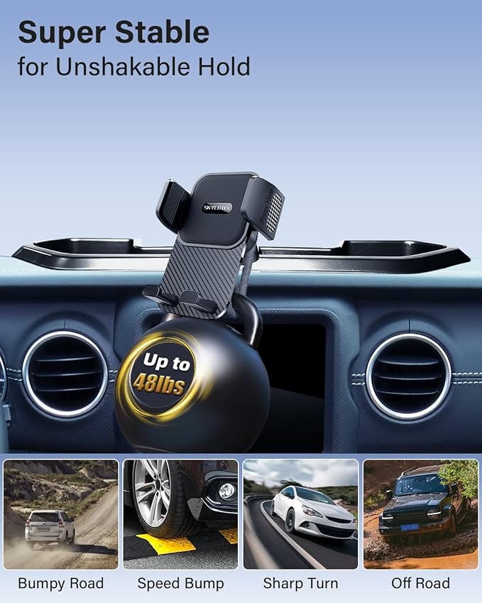 SKYLOTEC Phone Holder for Jeep Wrangler JL JLU/Gladiator JT 2024 2025 Accessories Automobile Cradles Phone Mount, Dashboard Mount Dash Tray Not Block Air Vent (2024+ 4X4, Not for 4XE)