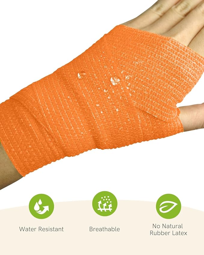 FriCARE Self Adhesive Bandage Wrap, Medical Tape in First Aid Kit, Cohesive Bandages for Wounds Sport Vet, FSA/HSA Eligible, 2 Inches X 5 Yards 6 Rolls, Sporty