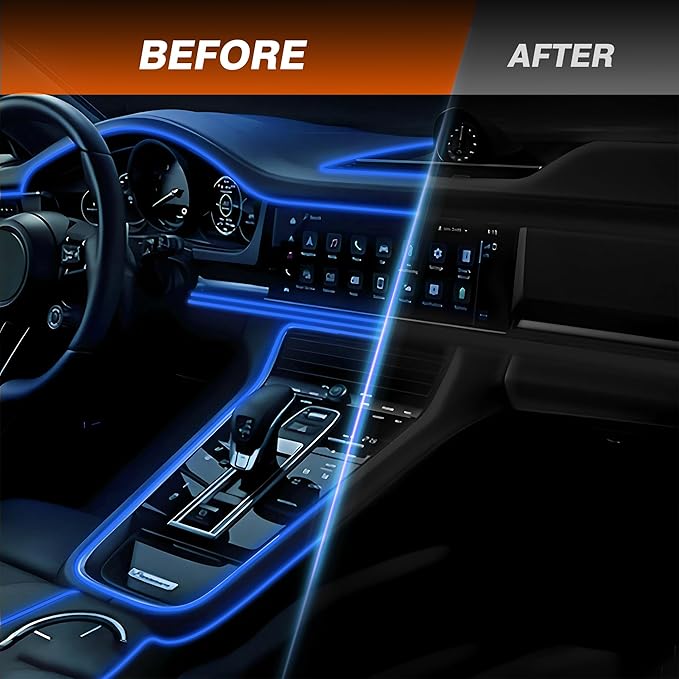Interior Car LED Strip Lights, RGB 6-in-1 16 Million Colors Ambient Lighting Kit with 390 inches Fiber Optic Wireless APP & Remote Control Music Sync