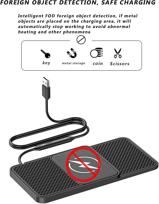 Wireless Car Charger Pad for BMW 5er F10 F11 F18 F90 G30 G31 G38, Phone Cordless Charging Mat Center Console Non-Slip 20W Fast Wireless Type-C/USB,B 30cm Cable USB Plug-Normal