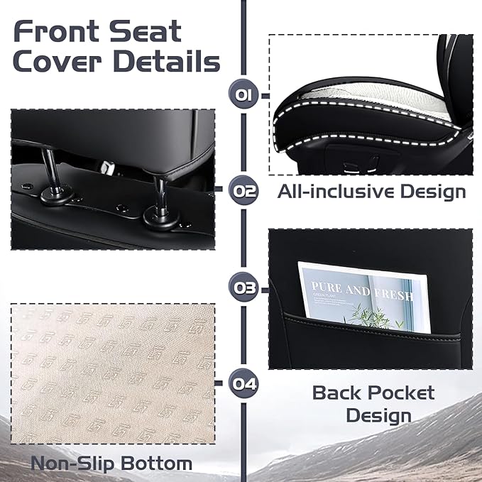 Truck Seat Covers for Ram 3500 2009-2026, Waterproof Premium Leather Full Coverage Car Seat Cover, Muscle Sport Style Auto Interior Seat Cover Sets (Full Set/Black White)