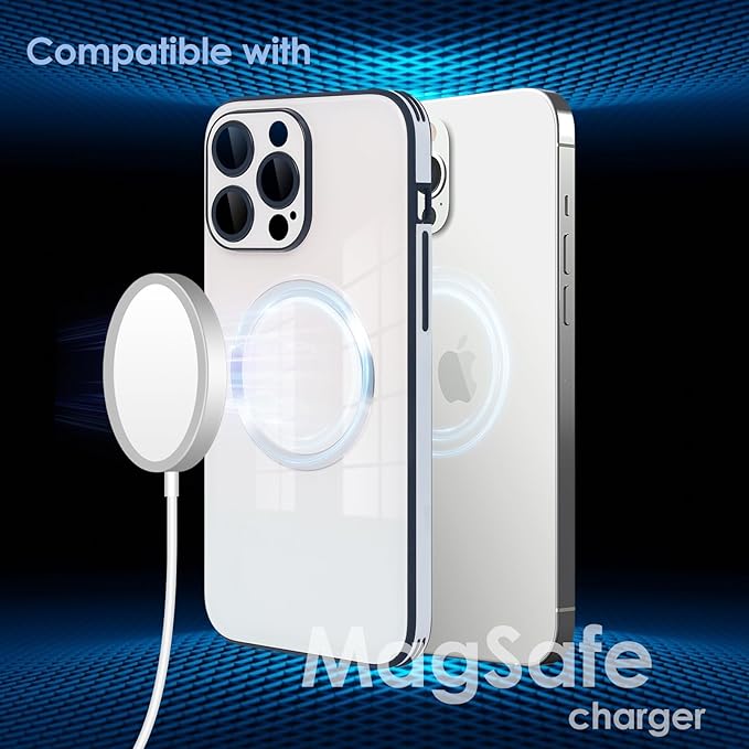 Guppy Compatible with iPhone 16 Pro Max Case Magnetic, with Full Camera Lens Protector [Compatible with MagSafe] Scratch Resistant Gradient Glass Back Cover Phone Case-White