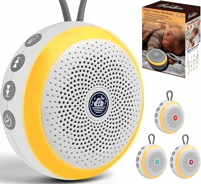 USB Rechargeable Baby Sound Machine with Night Light – 20 Calming Tracks, Lullabies & Rain Sounds | White Noise Baby Machine & Music Box for Newborns, Infants & Kids | Soothing Music, Sleep Sounds