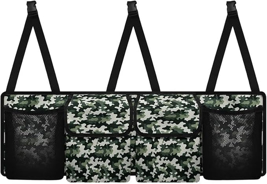 Camo Print Hanging Trunk Organizer with Adjustable Strap, Back Seat Organizer for SUV, Waterproof Collapsible Cargo Storage Bag Backseat Storage Organizer Bag Keep Your Trunk Neat