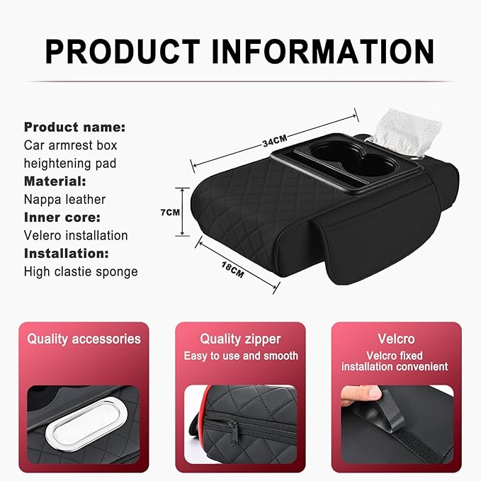 Car Armrest Storage Box for Nissan Hardbody (D21) 1986–1997, Center Console Organizer with Side Pocket, Ergonomic Memory Foam Armrest Cushion, Car Elbow Support Pad,F Grey