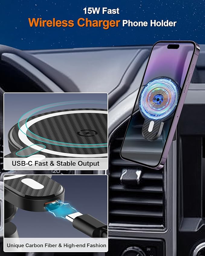 PZK Car Phone Mount for Honda CRV CR-V 2017 2018 2019-2020 2021 2022 Accessories 5th Gen CRV Custom Air Vent Phone Holder Magnetic 15W Fast Wireless Charger 360° Rotation Automobile Cradles