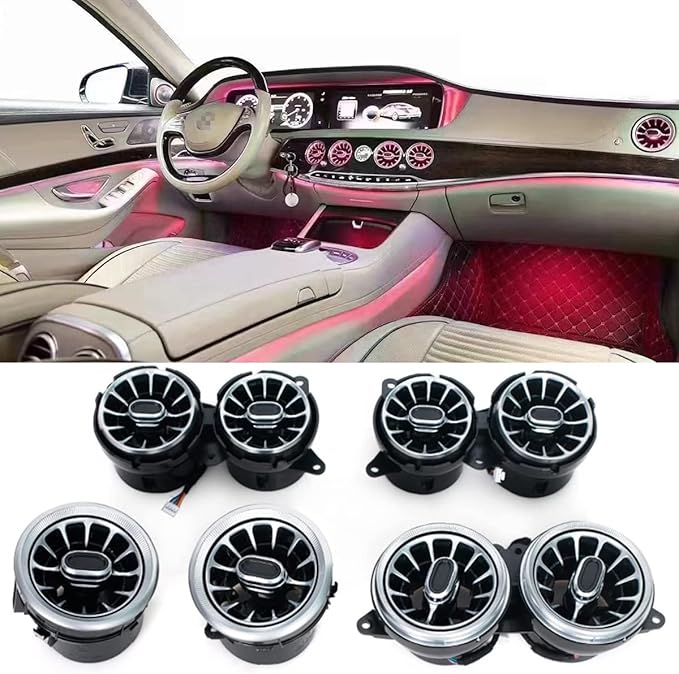 8pcs W222 Accessories LED Air Vent Ambient Lights Kit 64colors Replacement for Benz S Class W222 S400 S450 S500 S550 S560 S580 S600 S63 S65 NOT for Coupe 2 Doors (64 Colors [2018-2021])