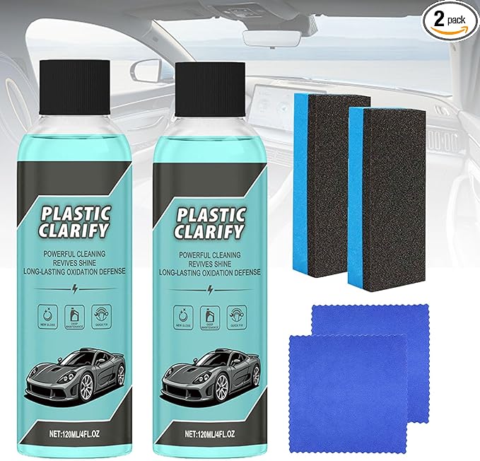 2PCS Plastic Clarify For Cars, Waterless Spray Wax, Plastic Clarify, All-In-One Detailer For Car Interiors & Exteriors, Plastic Rubber Leather Restorer For Cars