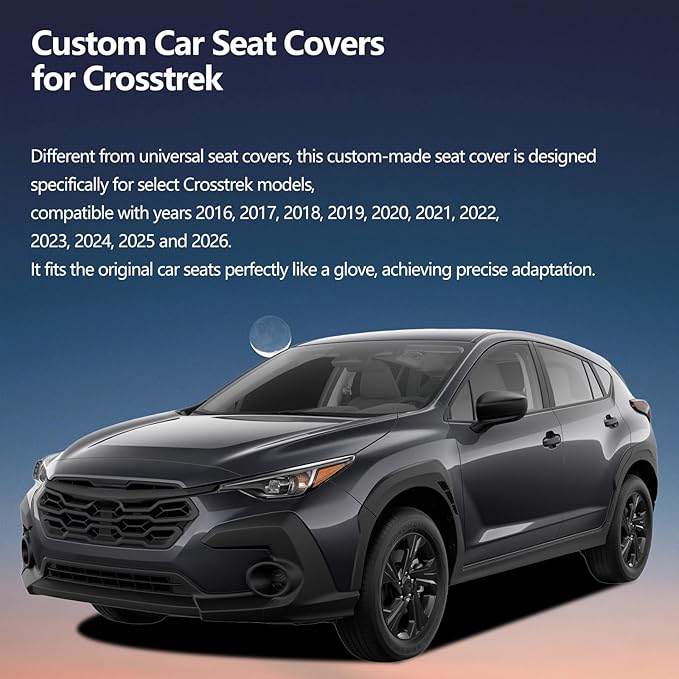 Fit Crosstrek Car Seat Covers for Subaru Crosstrek 2016-2025 2026 - Upgraded Premium Waterproof & Breathable Leather, Airbag Compatible, All-Weather Seat Cushion Protector(2 Front/Black+Red)