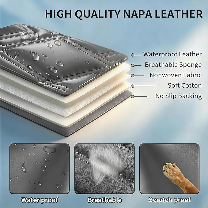 Fit for Santa Cruz Seat Covers Compatible with Hyundai Santa Cruz 2022-2026 - Waterproof Breathable Leather Automotive Seat Cushions Protector,Airbag Compatible,Full Set 5 Seats(Gray)