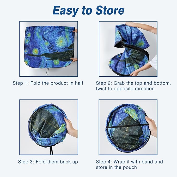 Windshield Sun Shade, Car Sun Shade Windshield Blocks UV Rays, Keep Car Interior Cool, Front Foldable Windshield Sunshade for Hatchback, Truck, SUV, MPV