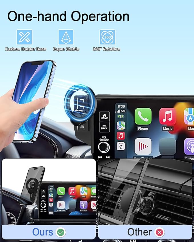 PZK Car Phone Mount for Honda Accord 2018-2022 Sport SE/EX/EX-L/Touring/LX Accessories 10th Gen Accord for 8-inch Screen 360° Rotation Compatible with MagSafe Phone Holder with Stroage Box