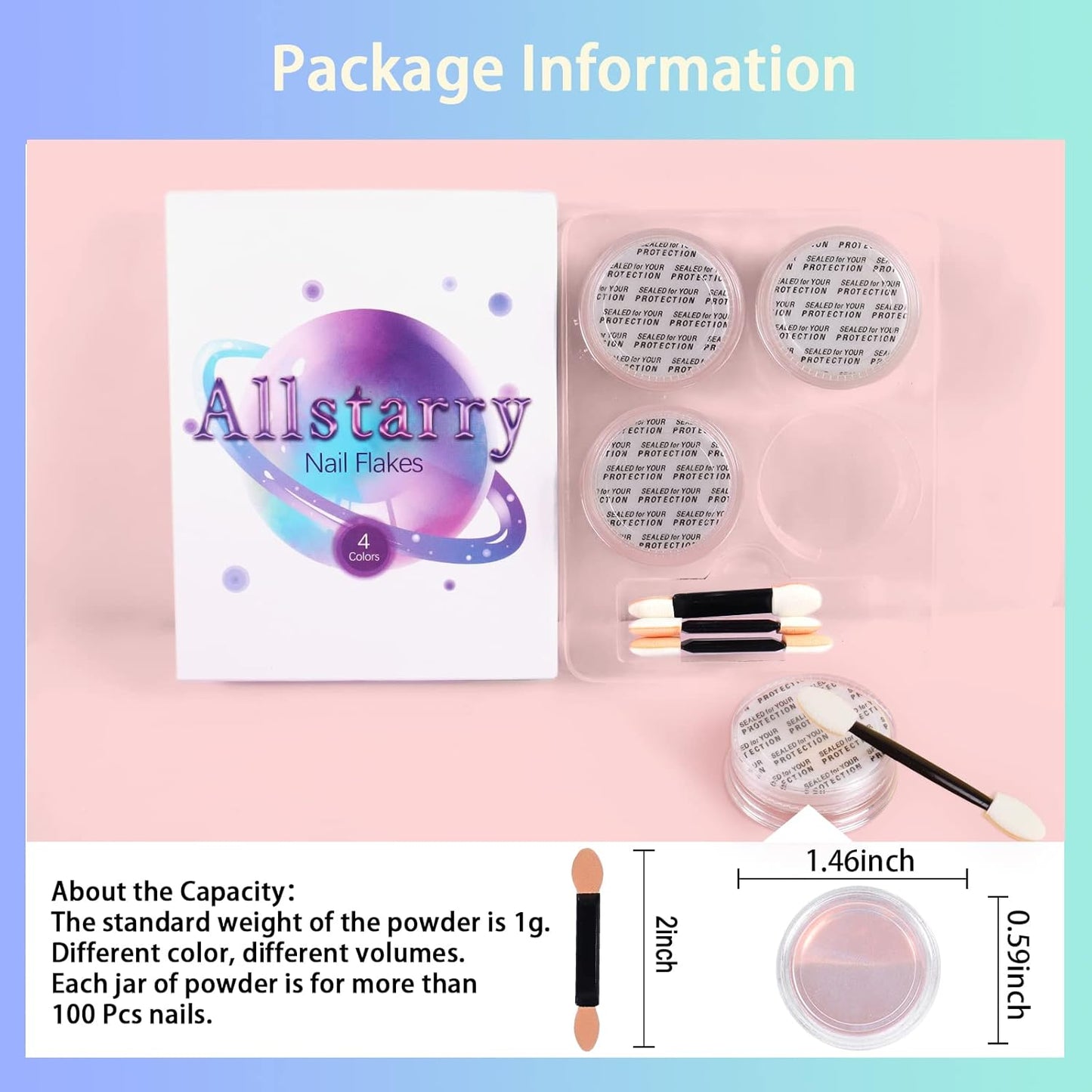 Allstarry White Chrome Nail Powder, 4 PCS Color-Shift Chameleon Chrome Effect Powder Neon Aurora Glitter Dust Iridescent Pearlescent Pearl Pigment for Nail Art Decoration, Gel Polish, Resin Craft
