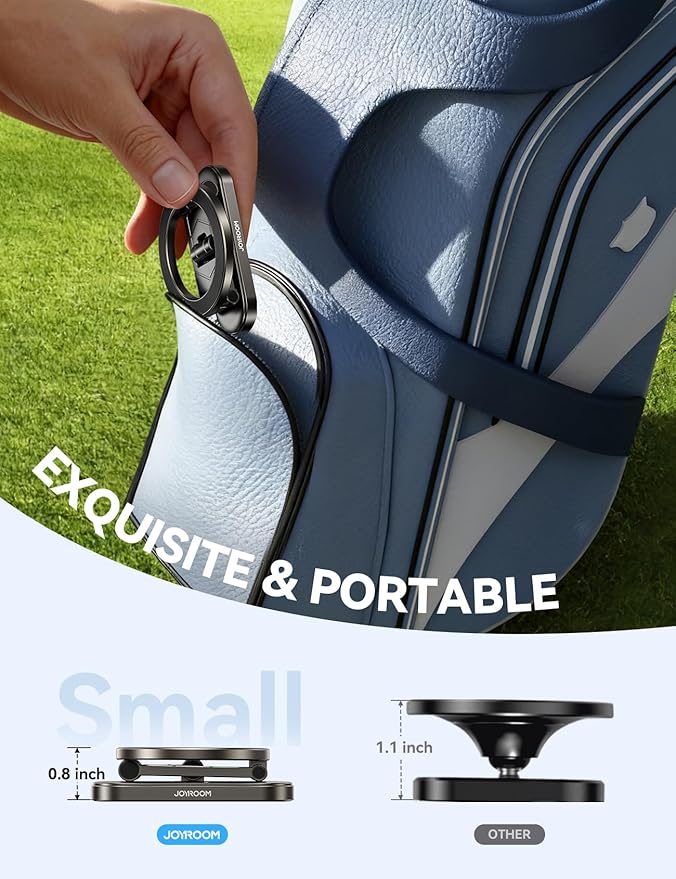 Upgraded Magnetic Golf Cart Phone Holder, [Tri-Fold+All Alloy] Golf Gifts for Men Him Golfers Father, 2026 Golf Cart Accessories Compatible with MagSafe iPhone 17-12 for Club Car, EZGO, Yamaha