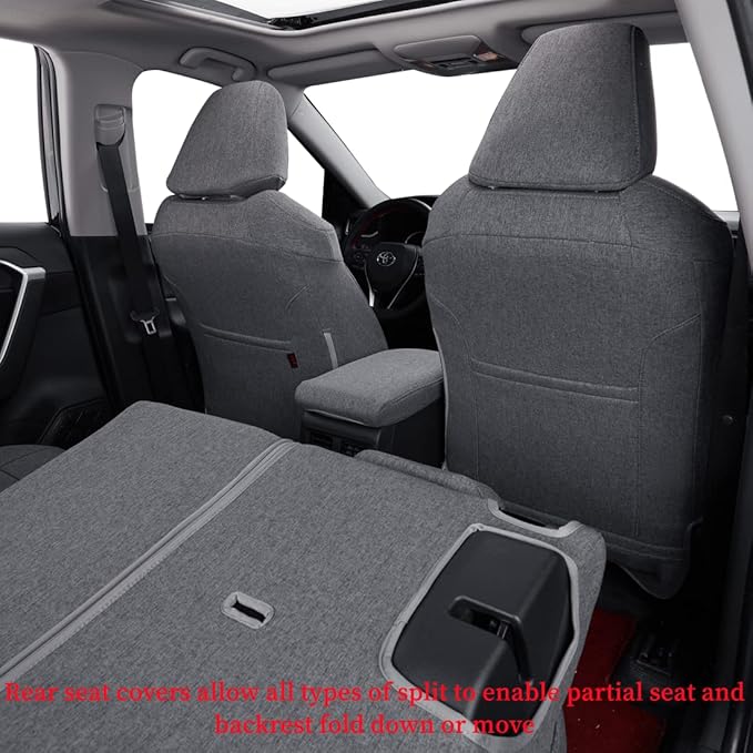 coverdream Custom Fit Seat Covers for Toyota RAV4 Adventure,TRD Off - Road 2024 2023 2022 2021 2020 2019,Full Coverage Polyester Seat Protector (Gray,Full Set)