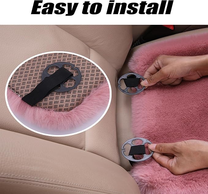 Plush Car Seat Cushion, Soft Warm Fuzzy Faux Rabbit Fur Fluffy Plush Auto Seat Cover Vehicle Car Front and Back Seat Protector Pad with Non-Slip Backing Cushion Interior Universal Fit (Orange,3PCS)