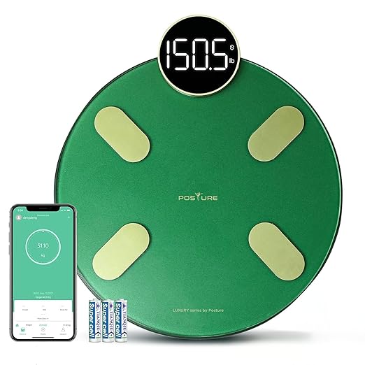 Scale for Body Weight, Posture Digital Bathroom Scale Large LED Display Weight Scale, High Accurate Body Composition Analyzer with BMI with Free Smartphone APP, 400Lb,Green