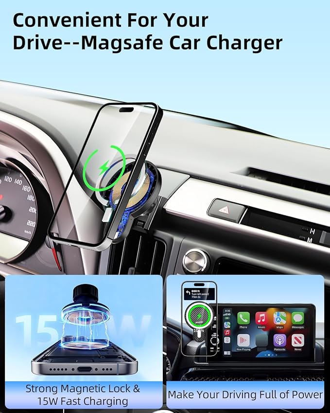 PZK Car Phone Mount for Chevrolet Equinox 2018 2019-2021 2022 2023 Accessories Chevy Car Phone Holder Magnetic 15W Fast Wireless Charger Air Vent 360° Rotation Hands Free Phone Automobile Cradles