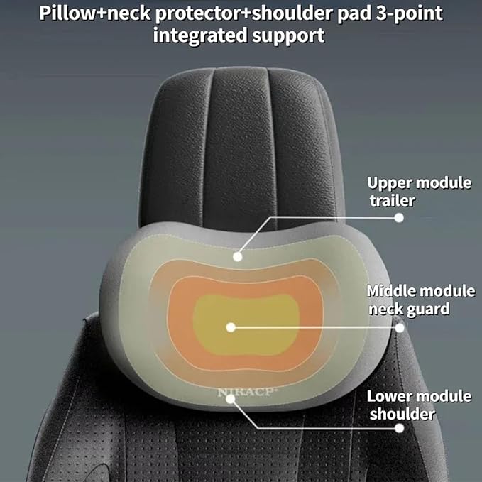 Ergonomic Car Seat Headrest & Lumbar Cushion, Ergonomic Car Seat Headrest Neck Rest Cushion Lumbar Support Pillow (Pink)