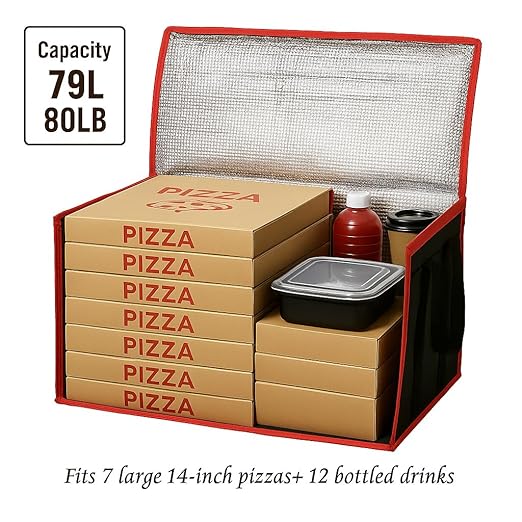 Bodaon Large 10-Pack Insulated Food Delivery Bag With Hard Bottom, XXXL Catering/Pizza Cooler Bags, Rideshare Delivery Bag, Thermal Cold/Hot Styrofoam Carrier for Travel/Shopping/Car