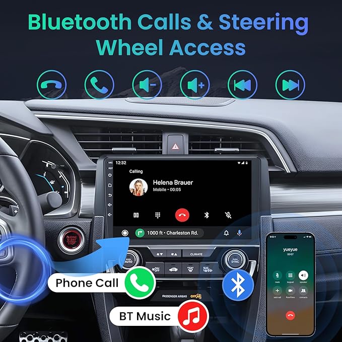 4+64G Car Radio for Honda Civic 2016-2021: 9 Inch Touch Screen Stereo with Wireless Carplay Andriod Auto GPS Bluetooth 5G WiFi Mirror Link FM RDS SWC Backup Camera