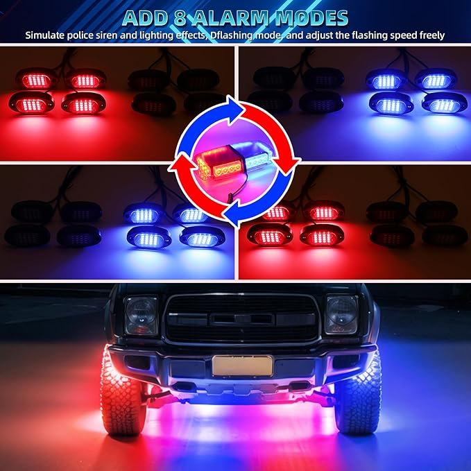 6 Pods Segmented RGB LED Rock Lights for ATV UTV RZR SXS Golf Cart Truck Off-Road Pickup, Waterproof Multicolor Neon Underglow Kit with APP/RF Remote Multi Zone Control Sync Music Red Brake Light 12V