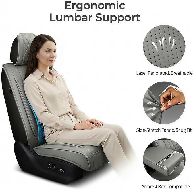Fit for Accent Seat Covers Compatible with Hyundai Accent 2017-2026 - Waterproof Breathable Leather Automotive Seat Cushions Protector,Airbag Compatible,Only 2 Front seat Covers(Gray)