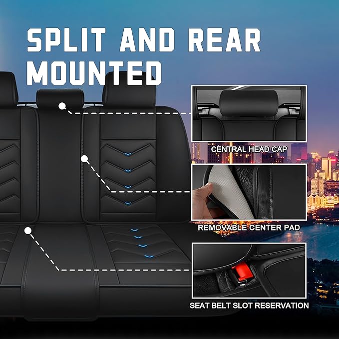CTDS Car Seat Covers for Chevy Trax 2015-2026, Stylish Sport Seat Cover, Premium Nappa Leather Car Seat Cover. Automobile Seat Covers Sets.(Luxury 5 Seats/Black Blue)