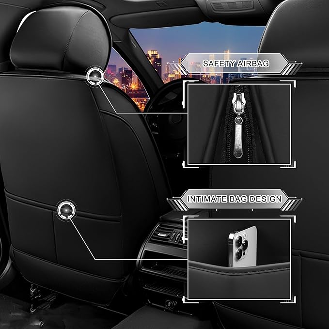 CTDS Car Seat Covers for Nissan Altima 2001-2026, Stylish Sport Seat Cover, Premium Nappa Leather Car Seat Cover. Automobile Seat Covers Sets.(Standard 2 Seats/Black)