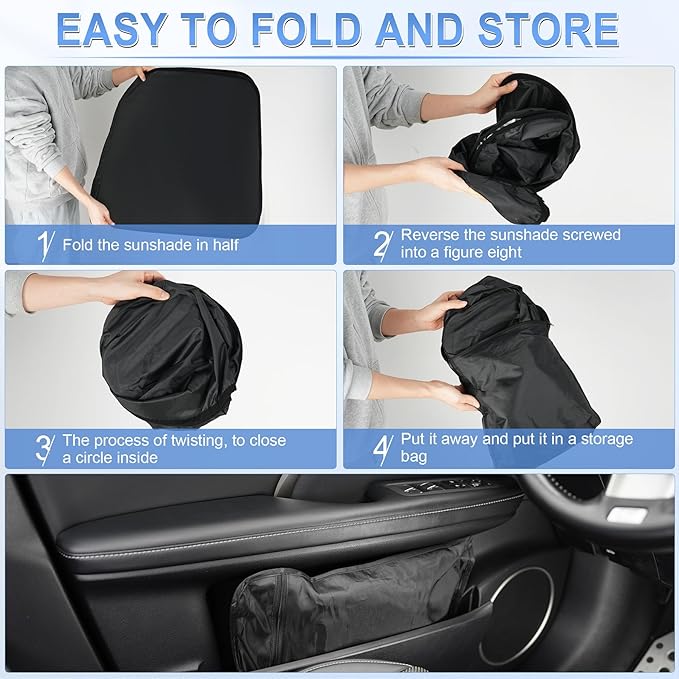 SINGARO 300T Universal Car Windshield Sun Shade, Foldable Reflective for Windshield & Window Shades with Overlapping Design, Car Interior Accessories (57" L x 36.2" W)