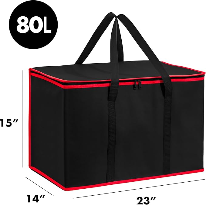Carrywell (Not Made In China) Insulated Food Delivery Bags 2-Pack, XXXL Pizza Delivery and Reusable Warming Bag For Catering, Thermal Insulation Tote for Hot and Cold Food, Doordash