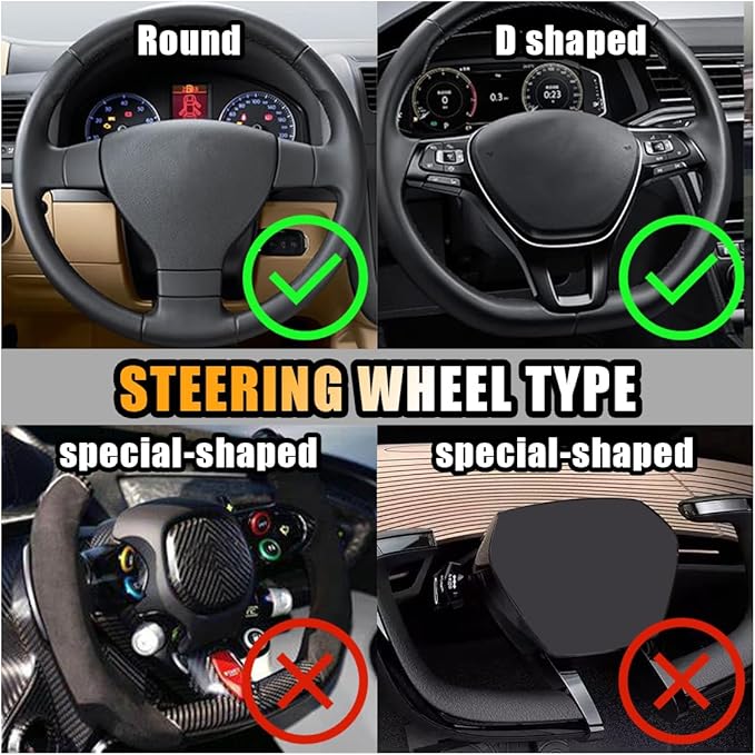 Bling Soft Leather Steering Wheel Cover, 15 Inch Colorful Rhinestones Auto Elastic Protector with Crystal Diamond for Women Girls, Car Accessories for Most Cars, SUVs (Orange)