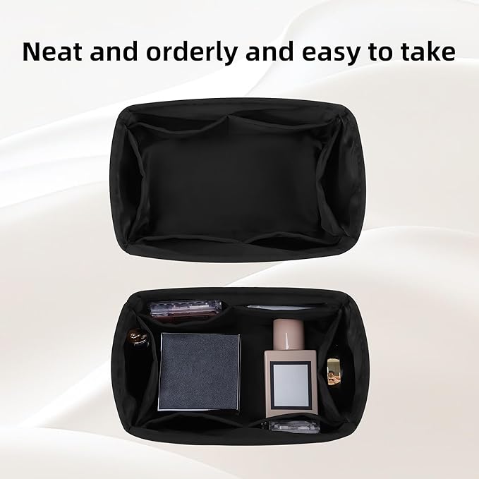 DGAZ Silk Purse Organizer Insert Fits LV Speedy 16/20/25/30/35/45 bags，Silky Smooth Bag Organizer，Luxury Handbag & Tote Shaper（Black，SP30）