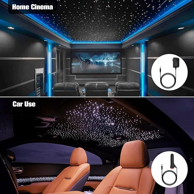 CHINLY Twinkle 400pcs 9.8ft (0.03in+0.04in+0.06in) Fiber Optic Lights Starlight Headliner kit, Music Mode Bluetooth APP Control Remote,RGBW Twinkle Star Lights for Star Headliner/Home Ceiling/Theater