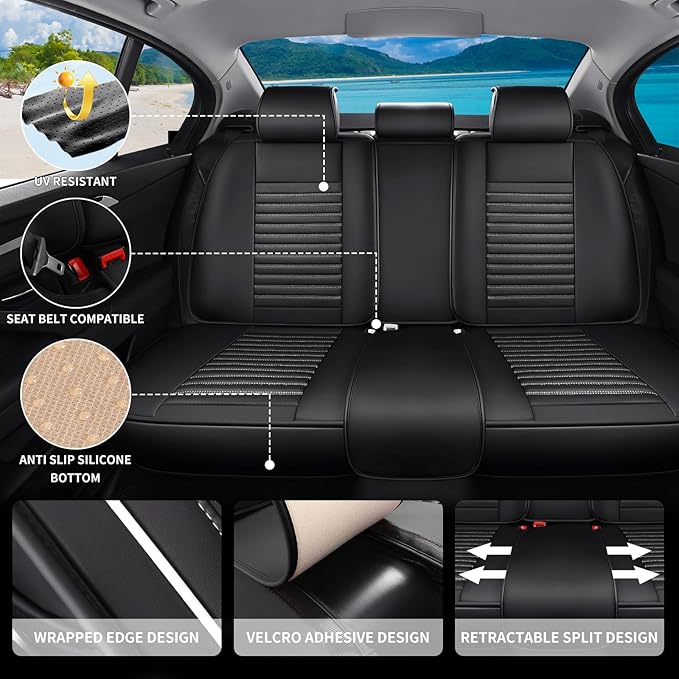 Car Seat Covers Full Set Fit for Toyota Corolla Cross 2021-2025,2026, Premium Faux Leather Car Seat Protector, Breathable, Anti-Slip, Comfortable & Durable (Black&White,Full Set)
