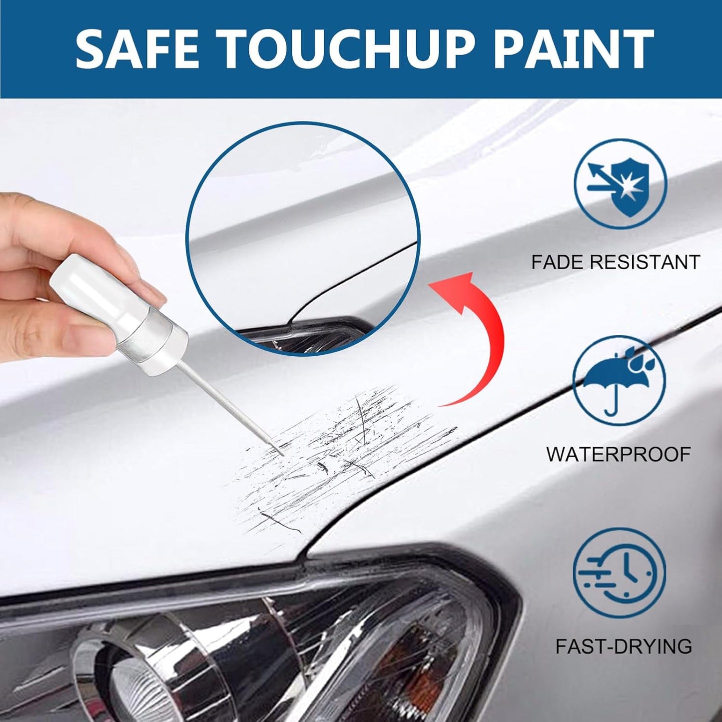 Alpine White (300) Touch Up Paint for BMW-Exact Match 2 in 1 touchup Paint Pen for Chips and Nicks Repair Car Paint Scratch Repair Kit