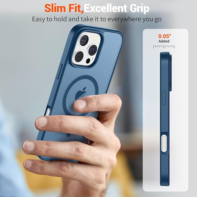 SUPFINE Magnetic for iPhone 16 Pro Case(Compatible with MagSafe)(Military Grade Drop Protection) Slim Translucent Matte Shockproof with Anti-Fingerprint Phone Case,Deep Blue