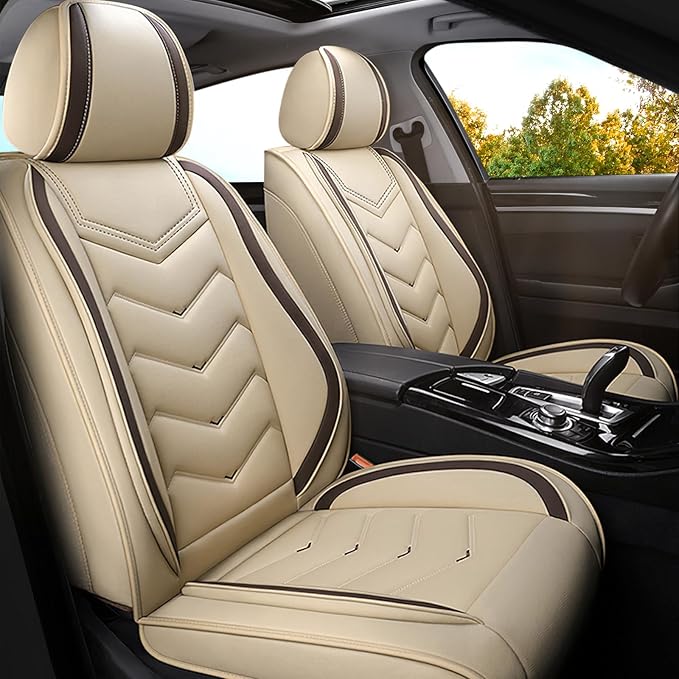 Car Seat Covers for Lexus ES 350 2007-2026, Premium Nappa Leather Car Seat Cover, Stylish Sport Seat Covers， Automobile Seat Cover Sets.(Standard 2 Seats/Beige)