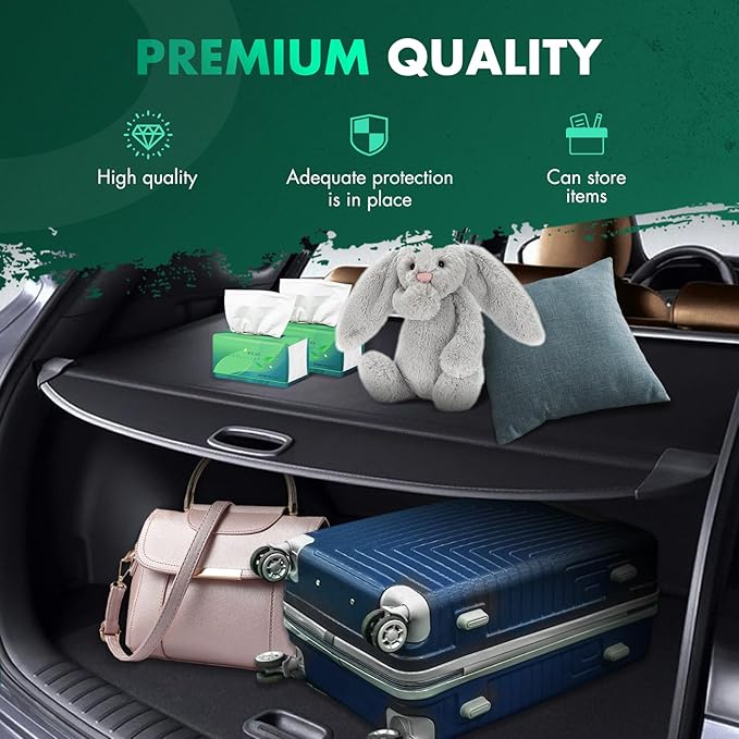 Cargo Cover for 2015-2019 Fit for Toyota Land Cruiser Prado FJ150 5 Seats 5.7L Retractable Rear Trunk Cargo Shade Luggage Security Cover Shielding Waterproof