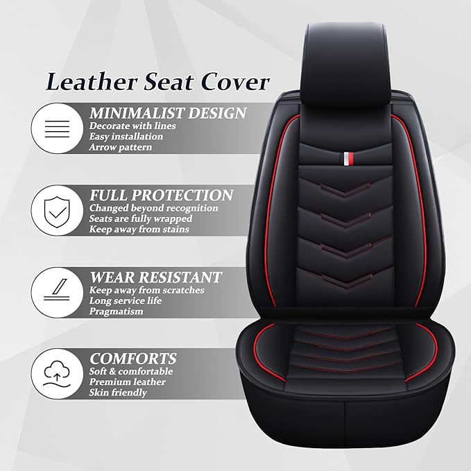 Car Seat Cover 7 Seats for Ford Explorer 2000-2025, Waterproof Durable Compatible Airbag, Premium Leather Seat Protector(7 Seats Standard,Black Red)