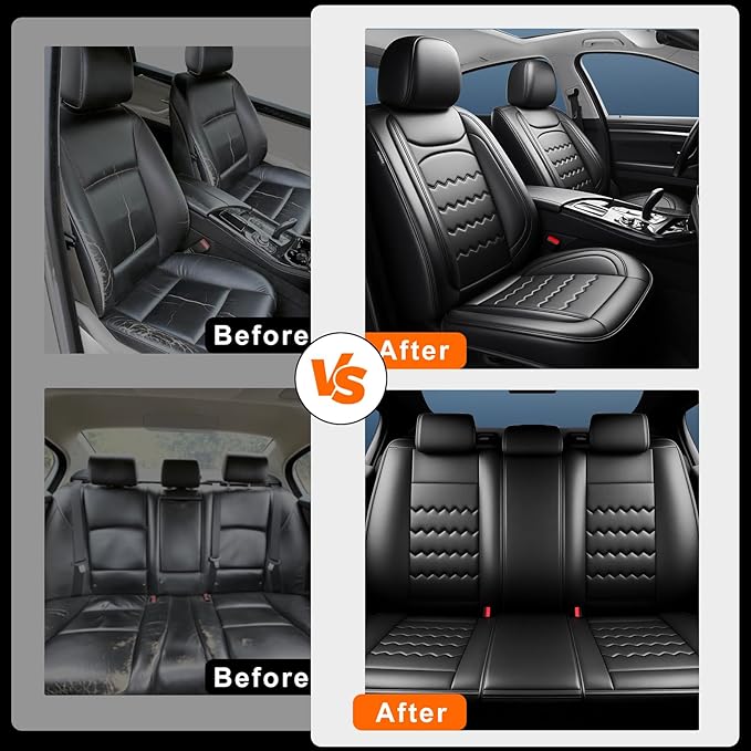 CX-50 Car Seat Covers Custom Fit for Mazda CX-50 2023-2026, Full Coverage Premium Leather Waterproof Breathable Seat Covers, Automotive Seat Protectors, Airbag Compatible(Full Set Seats, Black)