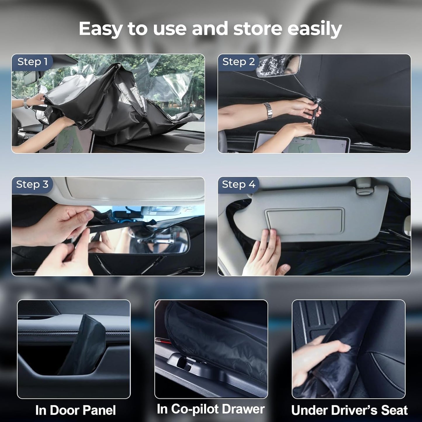 Windshield Sun Shade Umbrella: for Toyota RAV4-2013-2018 - Front Car Window Shades - Foldable Sunshades Block UV Keep Cool