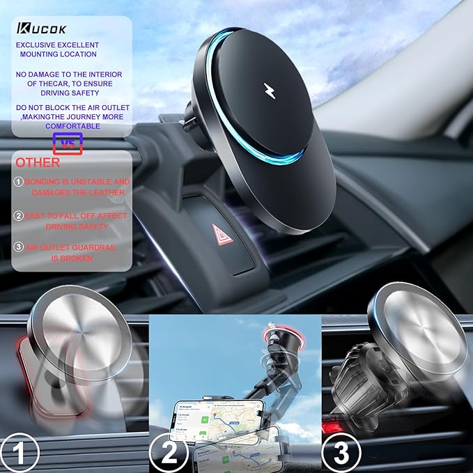for MagSafe RAV4 Mount Charger, Exclusive fits for 2013-2018 Toyota RAV4, Compatible with iPhone 17/16/15/14/13/12/Mini Series, Intelligent Heat Dissipation Fast Charging 15W