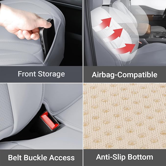 Coverland Custom Fit Car Seat Covers for SUV Compatible with [CX‑5, HR‑V, Passport, Escape, CX‑30, Bolt EUV, ASXa] Premium Waterproof Non-Slip Interior Seat Protector [Full Set Gray - Size Chart X84]